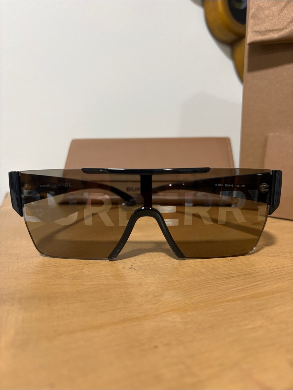 Burberry Shield Sunglasses with Brown Lenses and Dark Brown Frame